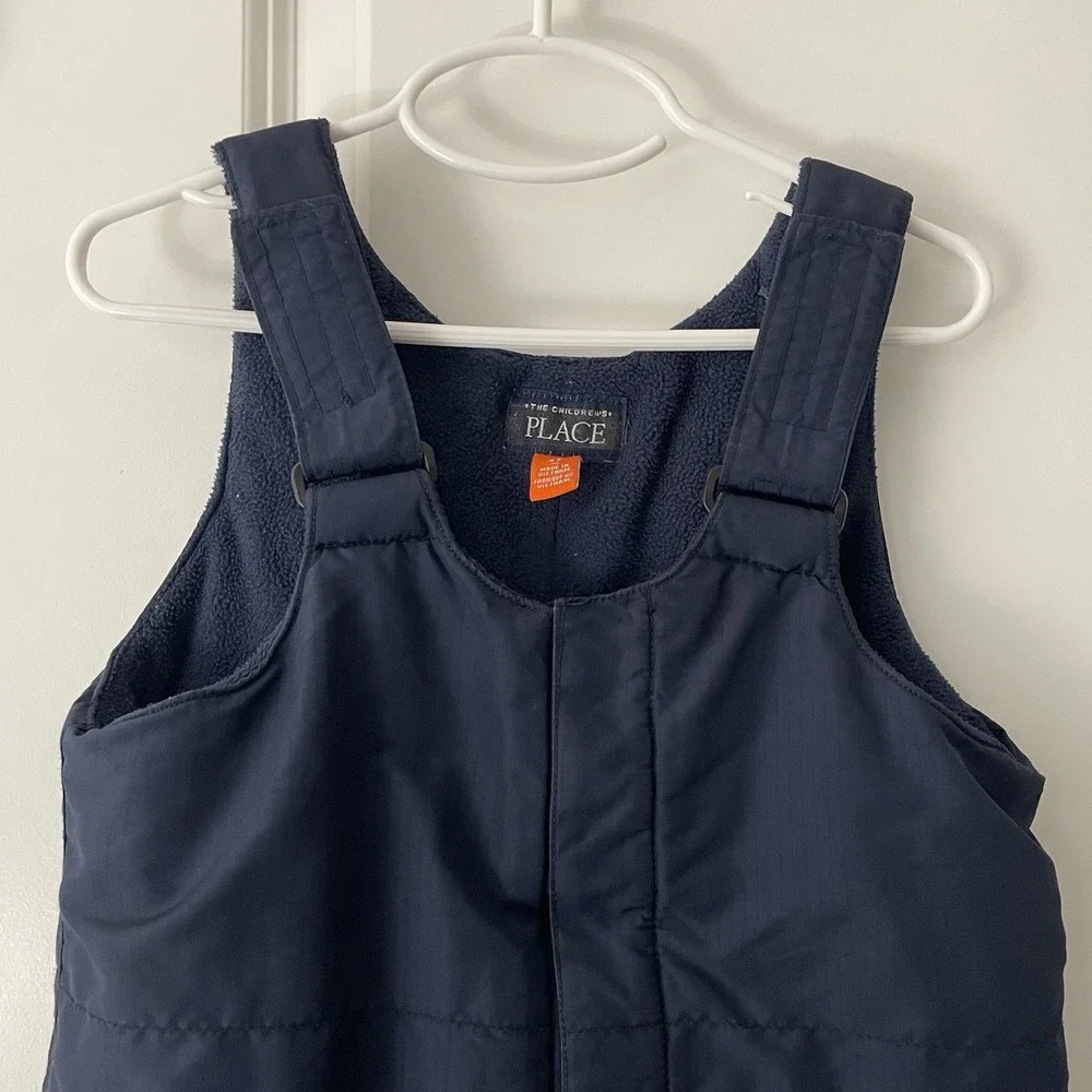 The Childrens Place Kids Navy Blue Fleece Snow Bib Overalls Ski Trip Mountain 4T